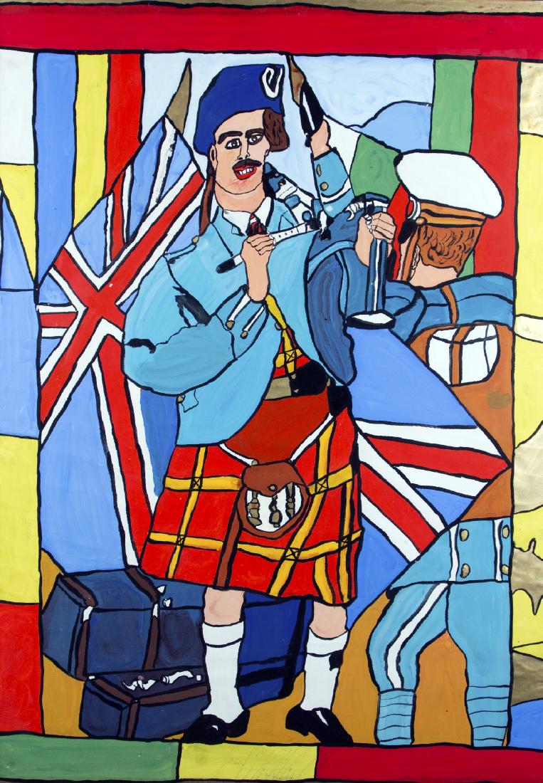 WITTLICH, JOSEF: Josef Wittlich 1903 Gladbach - 1982 Hoehr-Grenzhausen Scottish and English soldier Gouache on paper; H 1020 mm, W 730 mm; signed lower centre ''Josef Wittlich''