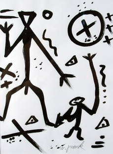 Penck, A.R.: A. R. Penck 1939 Dresden Untitled Ink brush drawing on paper; H 280 mm, W 210 mm; signed lower centre ''ar. penck''; Provenance: Kunsthandel Werner Hagemann, private collection