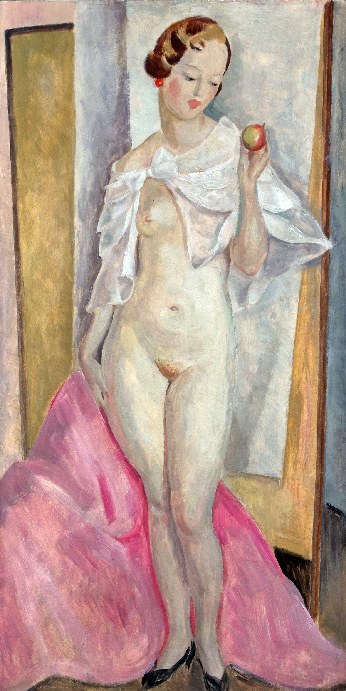 Wegener, Gerda: Gerda Wegener 1885 - 1940 Venus Oil on cardboard; H 62.5 cm, W 32 cm; verso on the rearward cardboard old adhesive label with in parts hardly legible designation ''GW ... 27 ... Venus''