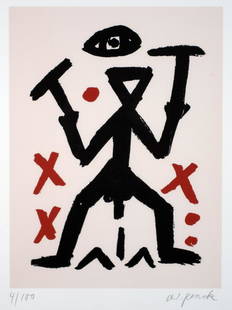 Penck, A. R.: Ohne Titel: A. R. Penck 1939 Dresden Untitled Silkscreen on paper; H 345 mm, W 260 mm; signed lower right ''ar. penck''; numbered lower left ''41/100''