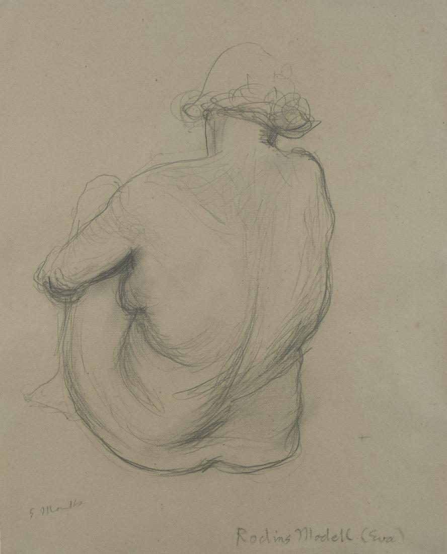 Marcks, Gerhard: Rodins Modell (Eva): Gerhard Marcks 1889 Berlin - 1981 Burgbrohl Rodin's model (Eva) Pencil on paper; H 343 mm, W 270 mm; signed lower left ''GMarcks''; inscribed lower right ''Rodins Modell (Eva)''