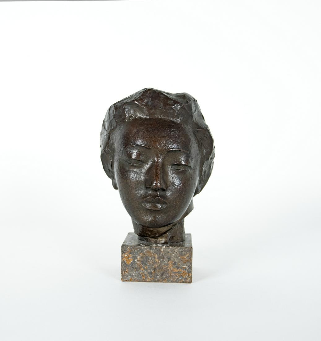 Kolbe, Georg: Kopf Malain: Georg Kolbe 1877 Waldheim/Sa. - 1947 Berlin Head of a malay Bronze, 1916; H 18 cm; inscribed ''GK''; Foundry mark ''HNoack Berlin''