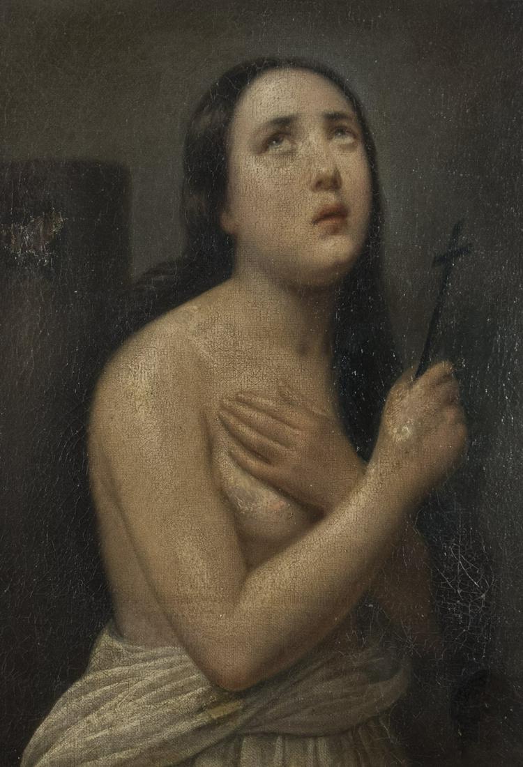 Maler des 19. Jh.: Heilige mit Kreuz (1 of 1)