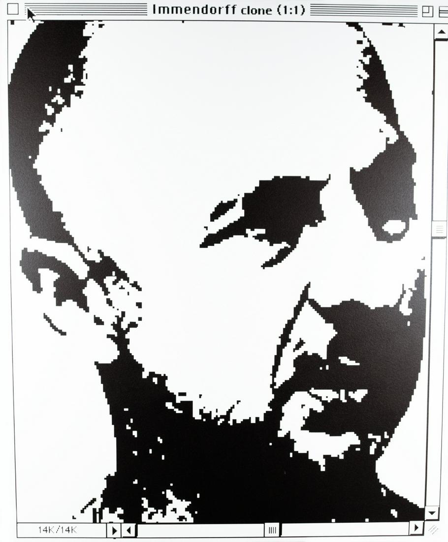 Pusenkoff, Georg: Immendorff clone: George Pusenkoff 1953 Krasnopolje Immendorff clone Acrylic paint on canvas; H 200 cm, W 165 cm; verso signed ''George Pusenkoff'', dated 1997 and inscribed