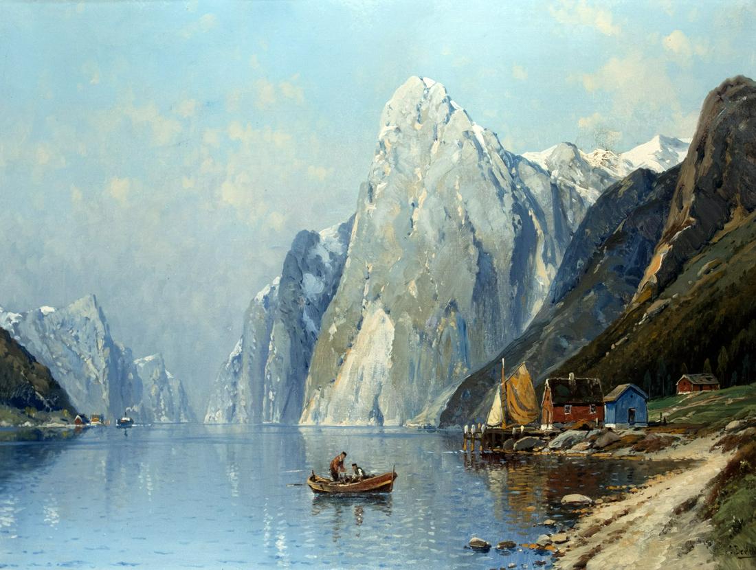 Bertold, Carl: Sommer im Fjord: Carl Bertold 1870 Summer in the fjord Oil on canvas; H 60.5 cm, W 80 cm; signed lower right ''C. Bertold''