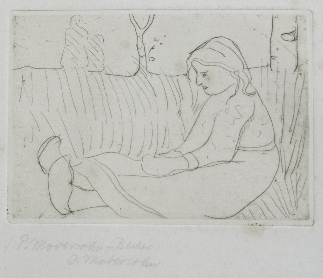 Modersohn-Becker, Paula: Sitzendes Kind: Paula Modersohn-Becker 1876 - 1907 Sitting child Drypoint on paper, 1900/02; H 84 mm, W 120 mm; signed ''f. P. Modersohn-Becker O. Modersohn''; Werner 9