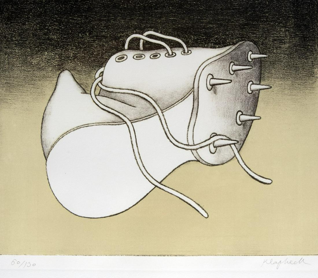 Klapheck, Konrad: Sportschuh: Konrad Klapheck 1935 Sports shoe Color lithograph on paper; H 280 mm, W 355 mm; signed lower right ''Klapheck''; numbered lower left ''60/130''