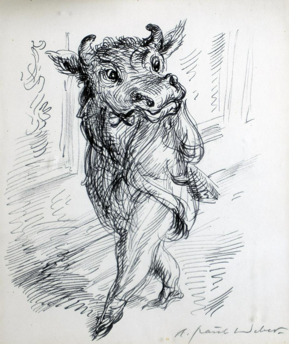 Weber, A. Paul: Der Stier: A. Paul Weber 1893 Arnstadt - 1980 Schretstaken The bull Lithograph on paper; H 210 mm, W 180 mm; signed lower right ''A. Paul Weber''