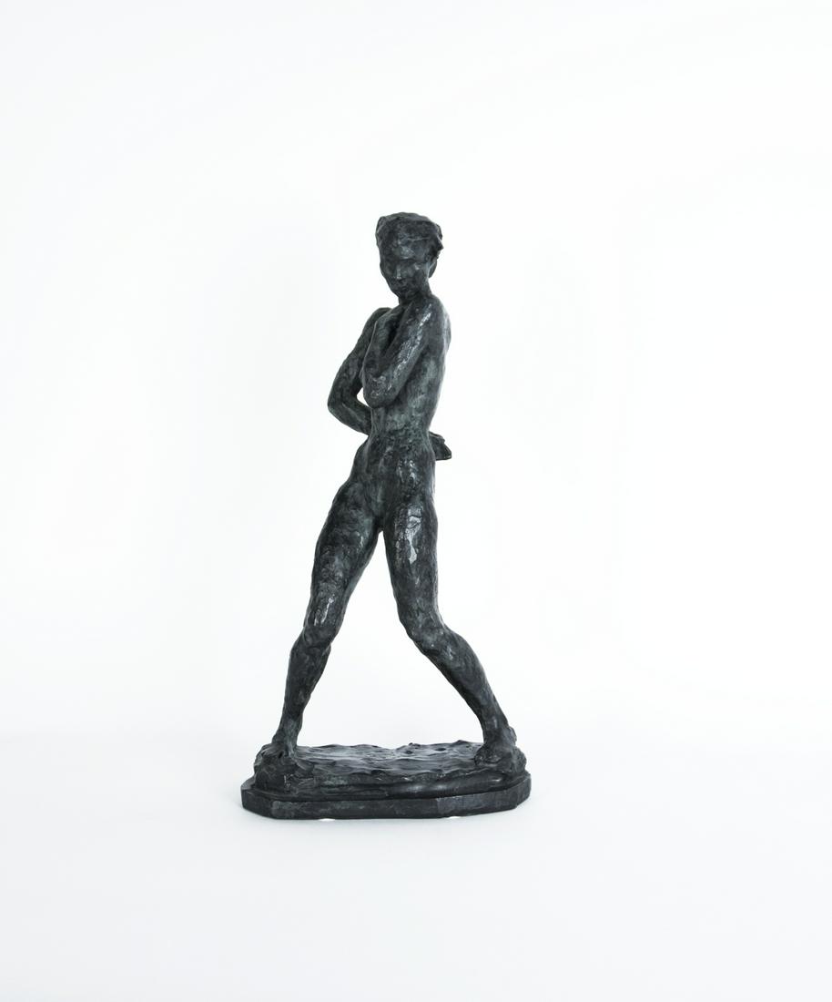 Kolbe, Georg: Schreitende: Georg Kolbe 1877 Waldheim/Sa. - 1947 Berlin Striding Bronze, 1926; H 49.5 cm, W 24 cm, D 13.5 cm; inscribed ''GK'' on the plinth; foundry mark ''HNOACK BERLIN''; Lit.: cf. Ursel Berger: Georg Kolbe, L