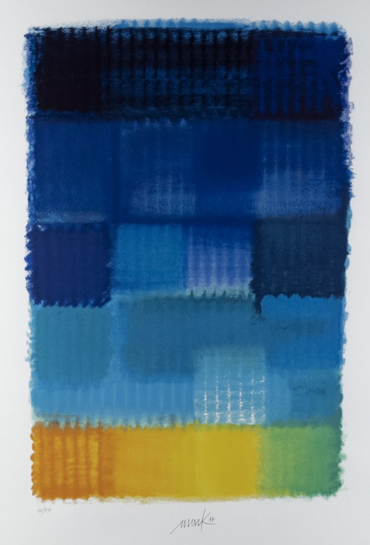 Mack, Heinz: Farbraster: Heinz Mack 1931 Lollar Farbraster Silkscreen on paper; 1997; H 650 mm, W 440 mm; signed and dated lower center ''mack 97''; numbered lower left ''VIII/XX''