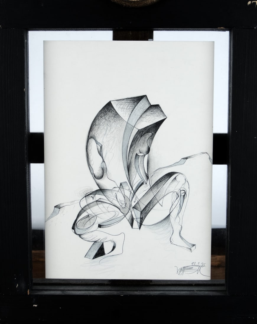 Vostell, Wolf: Figurative Komposition: Wolf Vostell 1932 Leverkusen - 1998 Berlin Figurative composition Drawing on paper, 1985; H 365 mm, W 255 mm; signed and dated lower right ''Vostell 12.2.85''