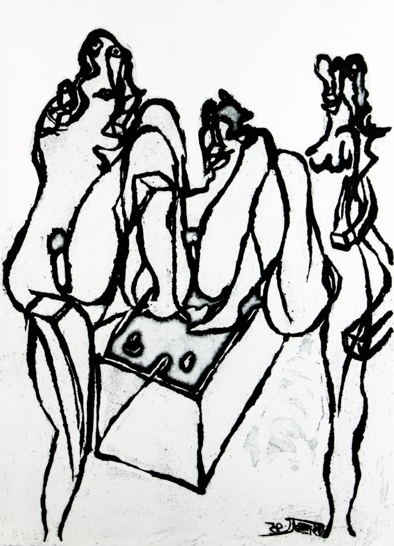 Vostell, Wolf: Drei Grazien: Wolf Vostell 1932 Leverkusen - 1998 Berlin Drei Grazien Etching on paper, 1995; H 530 mm, W 375 mm (sheet size); signed lower right ''VOSTELL''