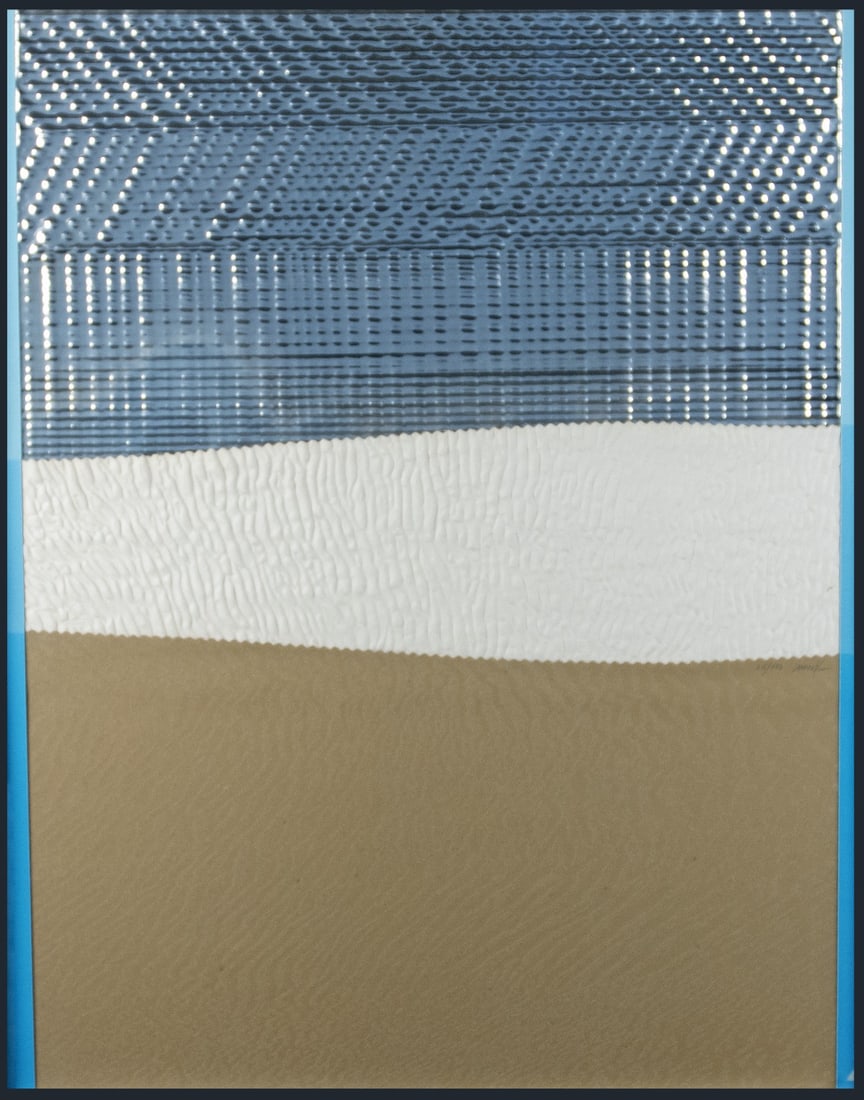 Mack, Heinz: Sahara Station Nr. 4: Heinz Mack 1931 Lollar Sahara Station Nr. 4 Silkscreen with sand and aluminum relief on paper; H 1000 mm, W 800 mm; signed and numbered ''61/130''