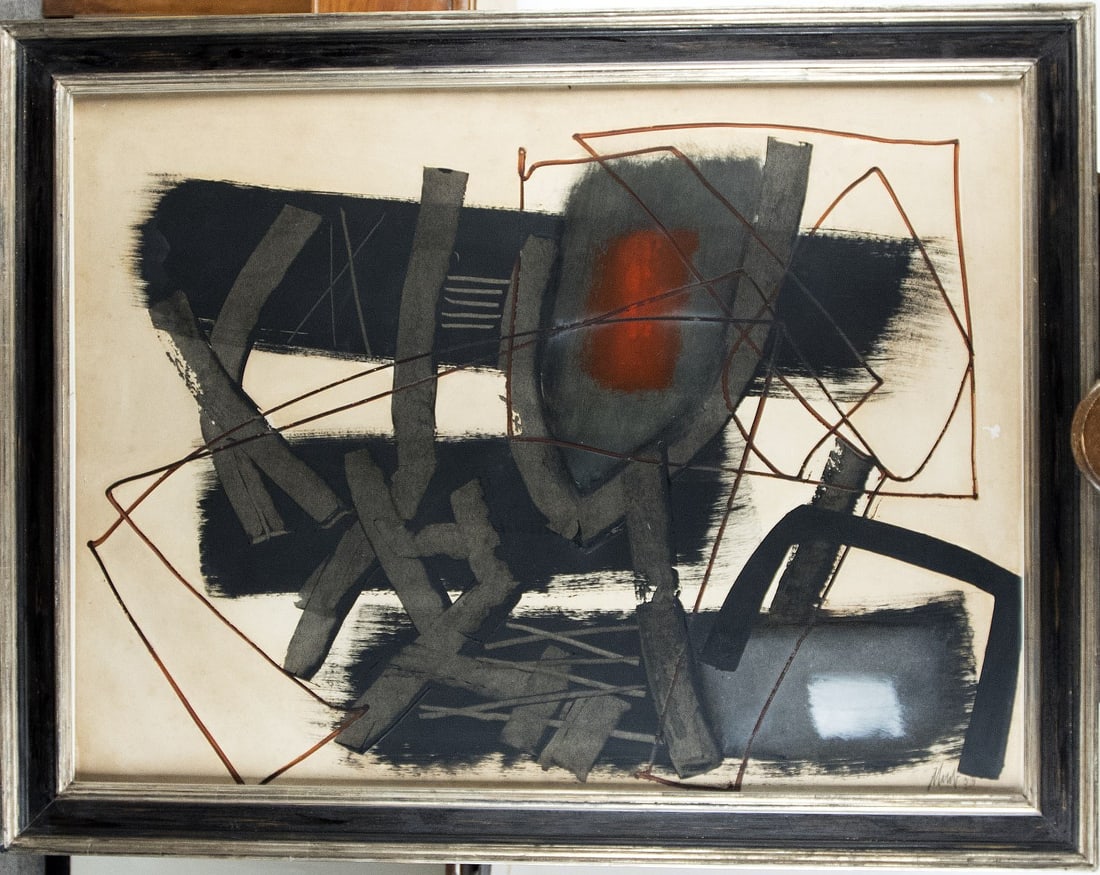 Winter, Fritz: Komposition (Ohne Titel): Fritz Winter 1905 Altenboegge - 1976 Herrsching Composition (Untitled) Oil and gouache on strong cardboard; H 745 mm, W 1000 mm; signed and dated lower right ''Winter 54''