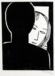 Segall, Lasar: Paar: Lasar Segall 1890 - 1957 Couple Woodcut on paper; H 240 mm, W 180 mm; signed and dated lower right ''Lasar Segall 1929''