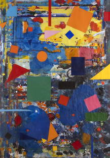 Kalkhof, Peter: Ohne Titel: Peter Kalkhof 1933 - 2014 Untitled Mixed media and gouache on paper, collaged, 1984; H 890 mm, W 635 mm; signed and dated