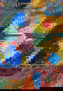 Kalkhof, Peter: Ohne Titel: Peter Kalkhof 1933 - 2014 Untitled Mixed media and gouache on paper, collaged, 1984; H 900 mm, W 640 mm; signed and dated