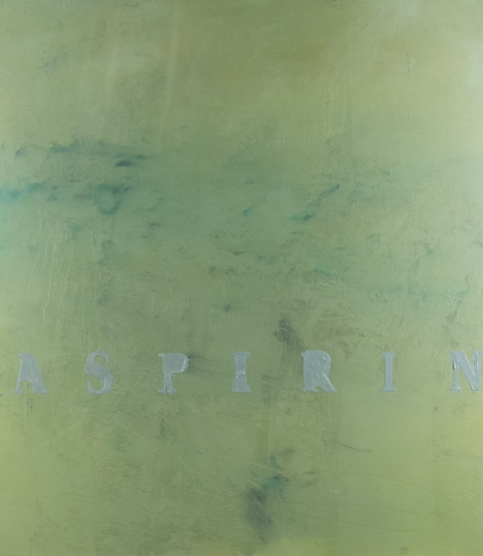 Lokai, Bernard: Aspirin: Bernard Lokai 1960 Bohumin, CSSR Aspirin Mixed media with oil on wood, collaged, 1991; H 91 cm, W 80 cm; signed and dated verso
