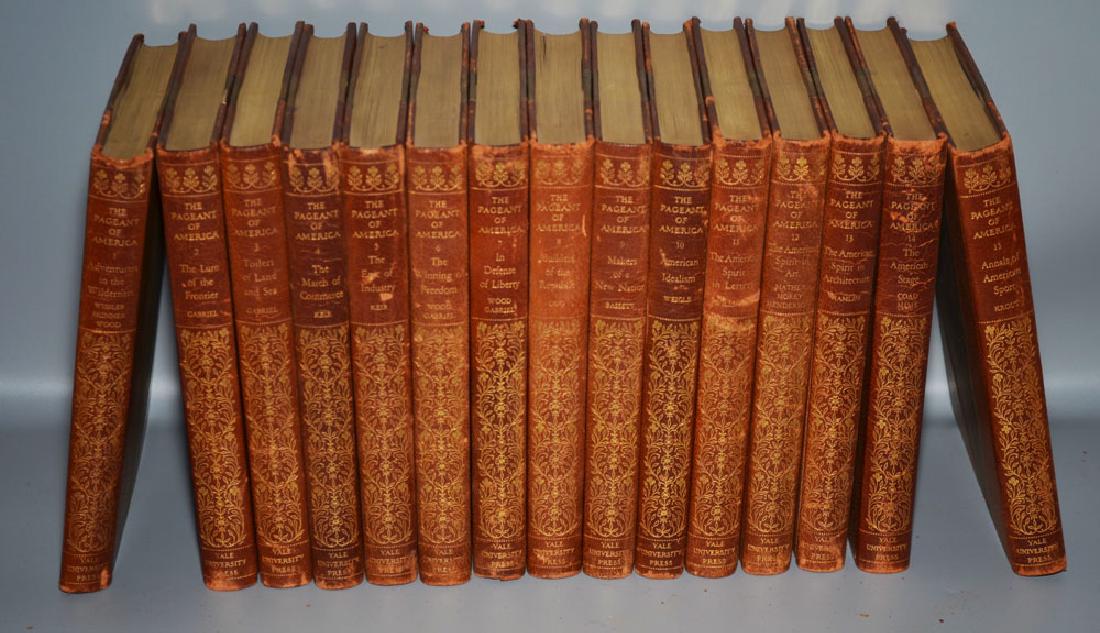 The Pageant America Books Vols 1-15: THE PAGEANT OF AMERICA, EXTENSIVELY ILLUSTRATED AND BEAUTIFULLY BOUND. GABRIEL, Ralph Henry, ed. The Pageant of America. New Haven: Yale University Press, 1925-29. Fifteen volumes. Limited “Liberty 