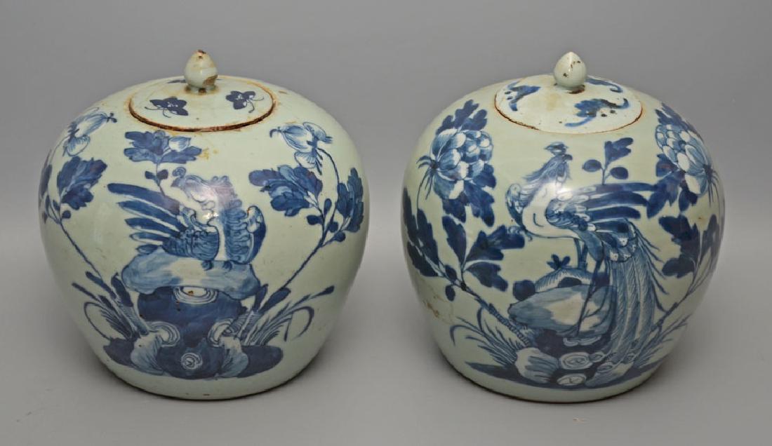 Pair of Antique Chinese Ginger Porcelain Jars (1 of 4)