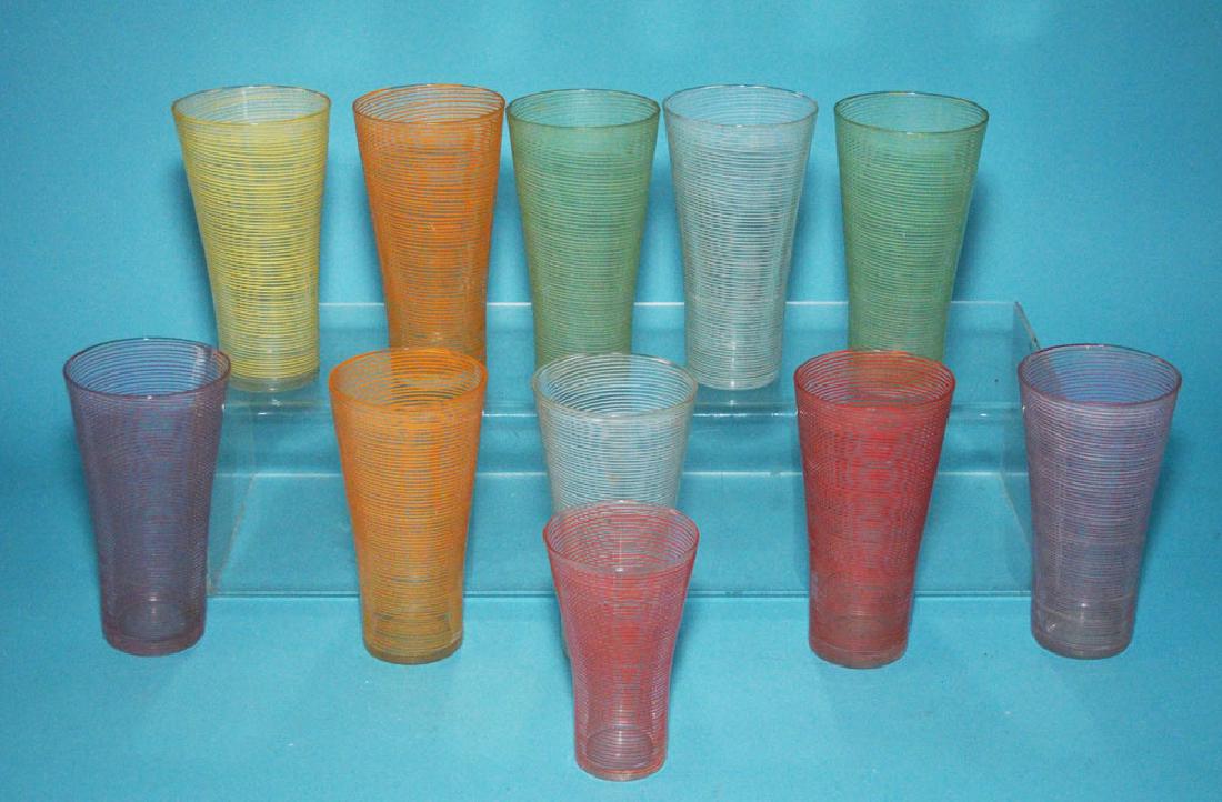 Lot Of 11 Interesting Mid Century Colored Glasses (1 of 2)
