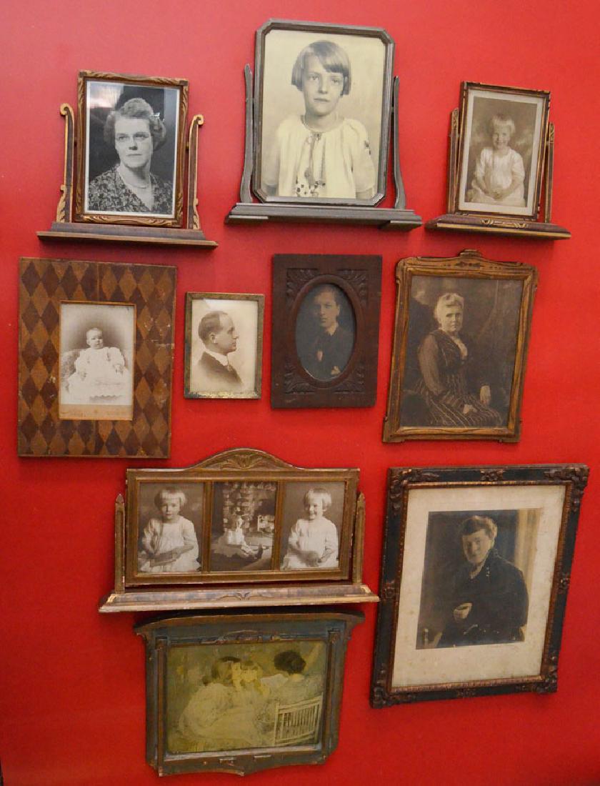 Great Lot Of Art Deco And Art Nouveau Frames: Frames range from 6 x 4.5" to 16.25" x 13.25". Includes a Signed Oscar Bach 1916 Portrait.