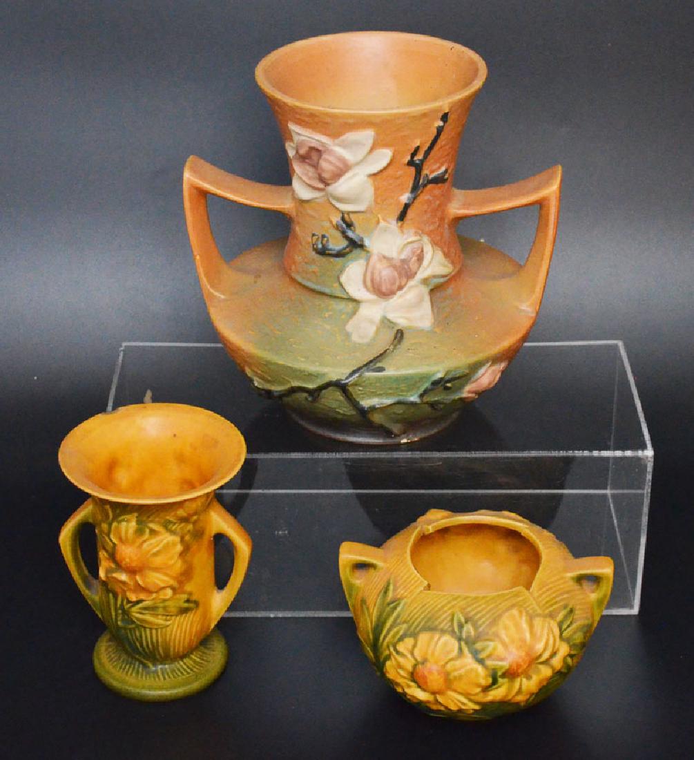 3 Piece Lot Of Roseville Pottery (Peony, Magnolia) (1 of 1)