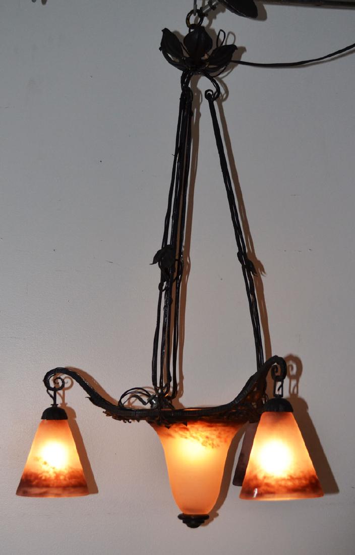 Signed Degue Purple Art Glass Chandelier (1 of 5)