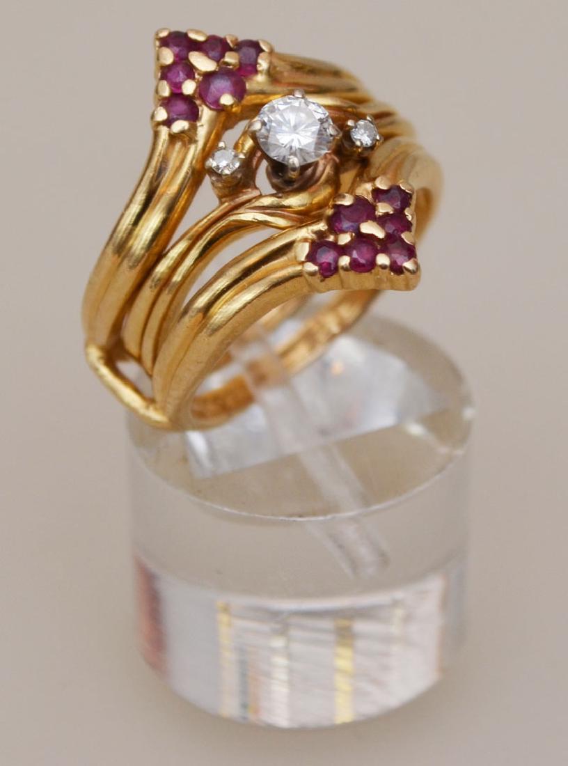Stunning 14k Gold Diamond & Ruby Ring With Guard (1 of 1)