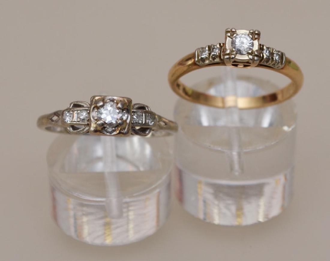 2 Very Cool Antique 14k Gold & Diamond Rings (1 of 1)