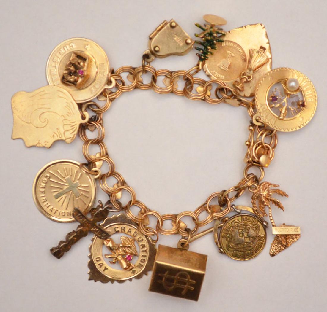 Wonderful 14K Gold Charm Bracelet With 12 Charms (1 of 1)