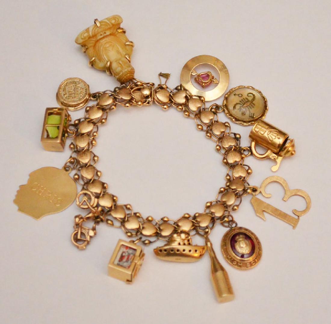 Fabulous 14K  Charm Bracelet  with 13  Charms (1 of 1)