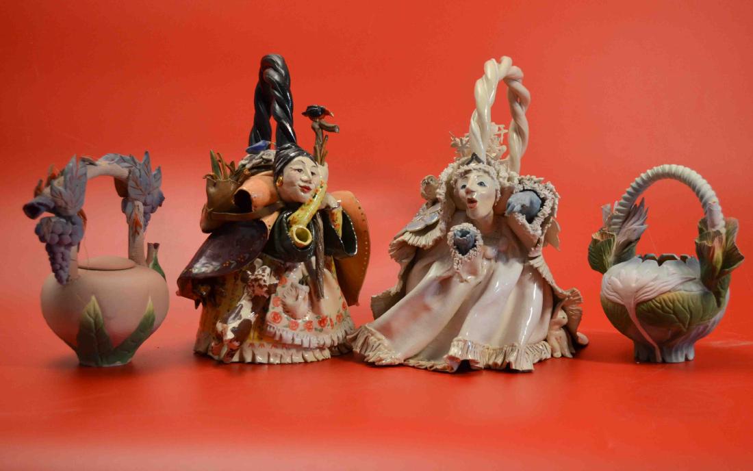 4 Designer Signed Figural Pottery Teapots (1 of 3)