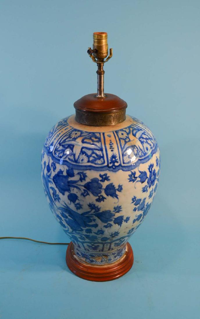 Large Antique Chinese Blue & White Porcelain Lamp (1 of 5)