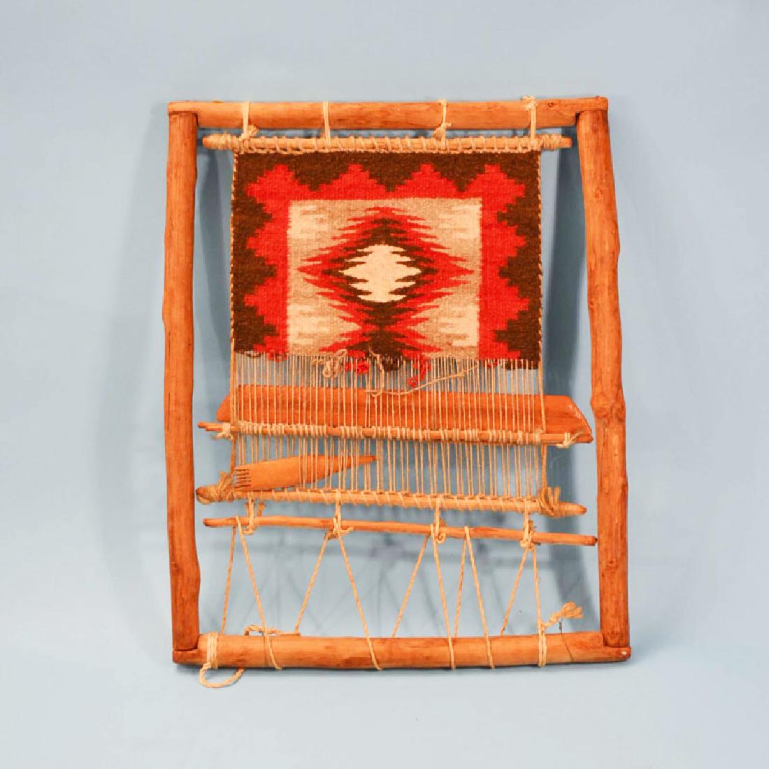 American Indian Folk Art Blanket Weaving On Loom (1 of 1)