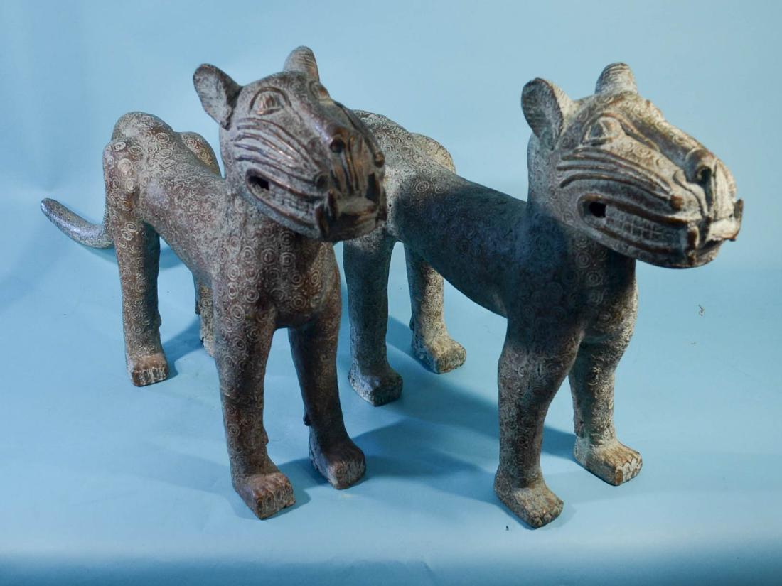 Pr Of Large Bronze Whimsical Cat Bronzes (1 of 3)