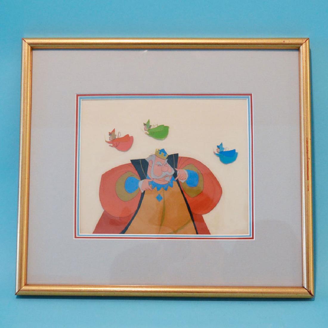 Sleeping Beauty King Hubert & Fairies Production Cel: Production sell sleeping beauty king Huber and fairies 1959. The frame measures 12 3/4 x 14 3/8 picture measures 7 x 8 1/4