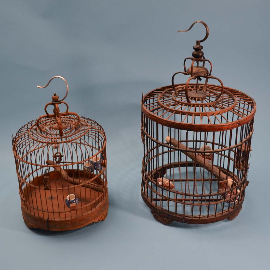 2 Chinese Birdcages w Porcelain Dishes (1 of 3)
