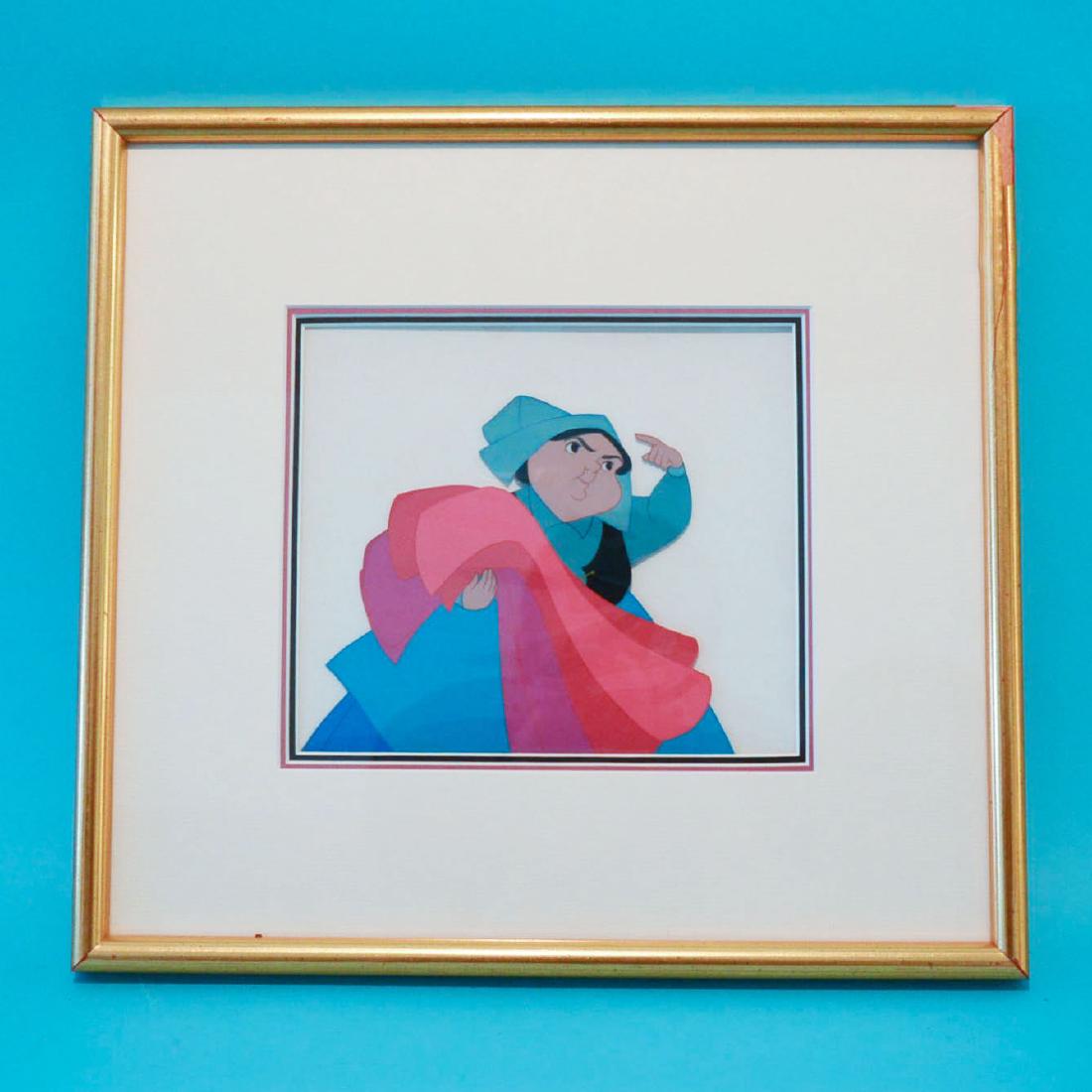 Sleeping Beauty Meriwether Production Cel w COA: Production cell sleeping beauty Meriwether 1959. The frame measures 13 3/8" x 14 1/8" image sight 6 1/2" x 7 1/2"