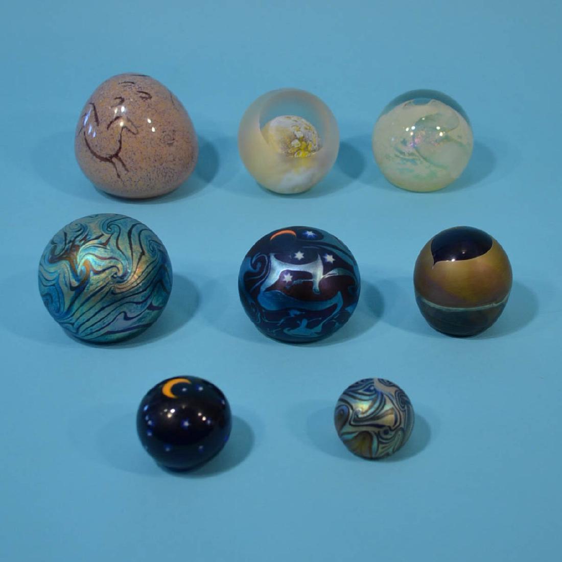 7 Vintage Art Glass Paperweights Eickholt Etc (1 of 3)