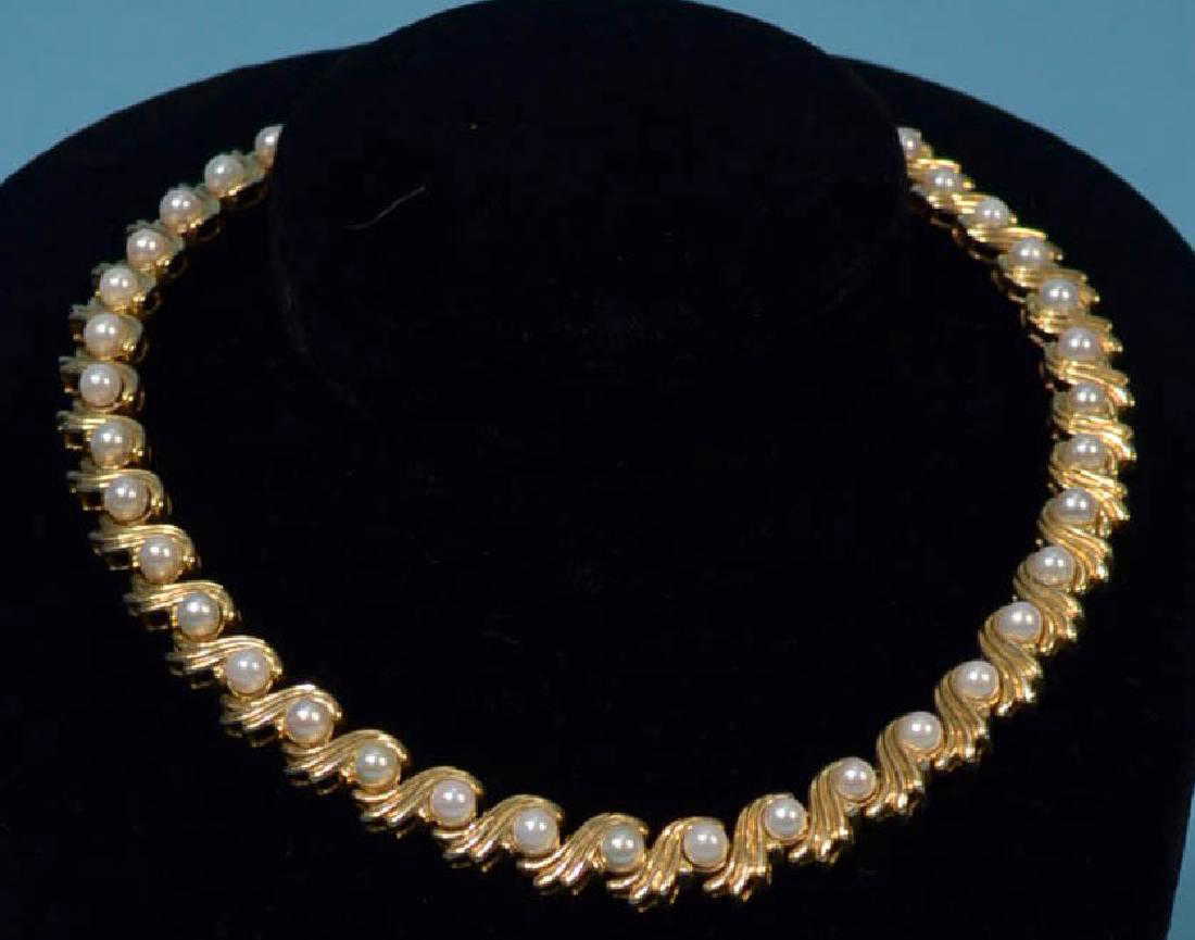 Gold pearl choker necklace Clearance