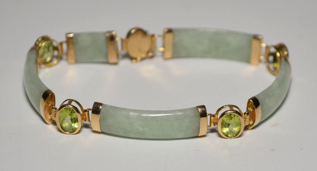 14k Gold, Jade & Peridot Bracelet (1 of 2)