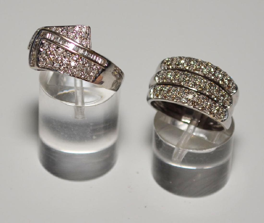 Two 14k White Gold & Diamond Cocktail Rings (1 of 2)