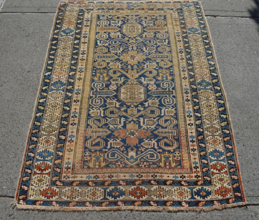 Antique Oriental Carpet Blue & Cream Rug (1 of 6)