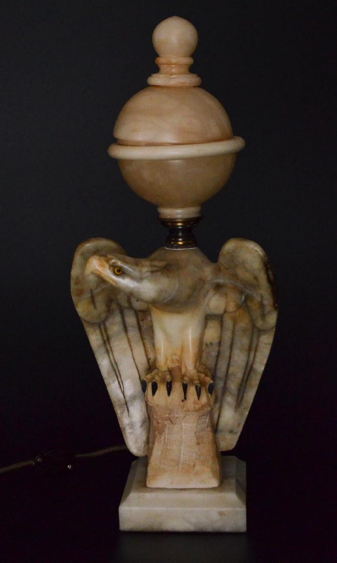 Spectacular Carved Alabaster Eagle Lamp (1 of 3)