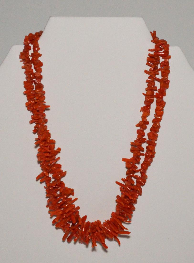Fabulous Vintage Double Strand Coral Necklace (1 of 2)