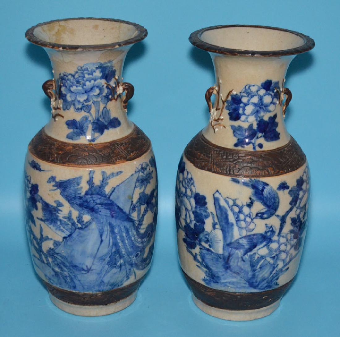 2 Signed Chinese Porcelain Vases Blue Phoenix Design (1 of 4)