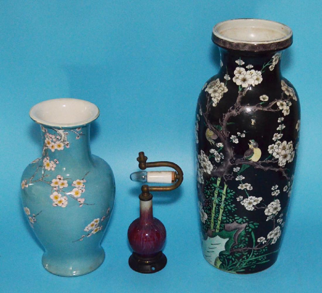 3 Chinese & Japanese Porcelain Lamp Bases Famille Noir (1 of 6)