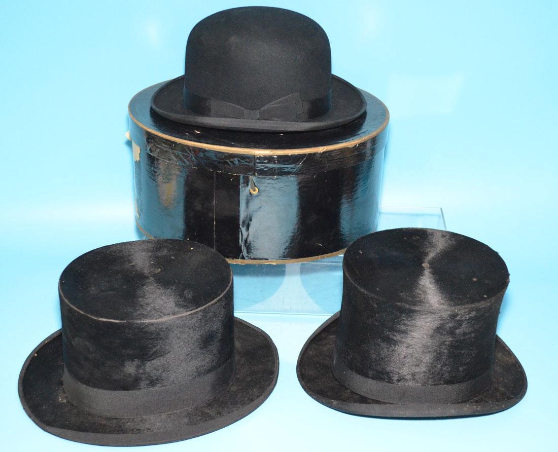 Three  Vintage Men's  Hats  ( Derby, Top Hats ) (1 of 3)