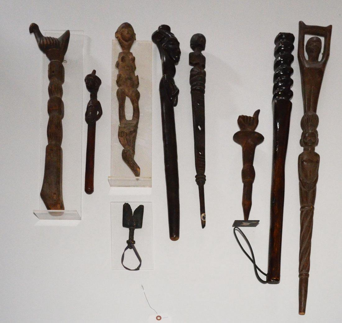 Lot of 9 Vintage & Antique African Wooden Staffs (1 of 2)